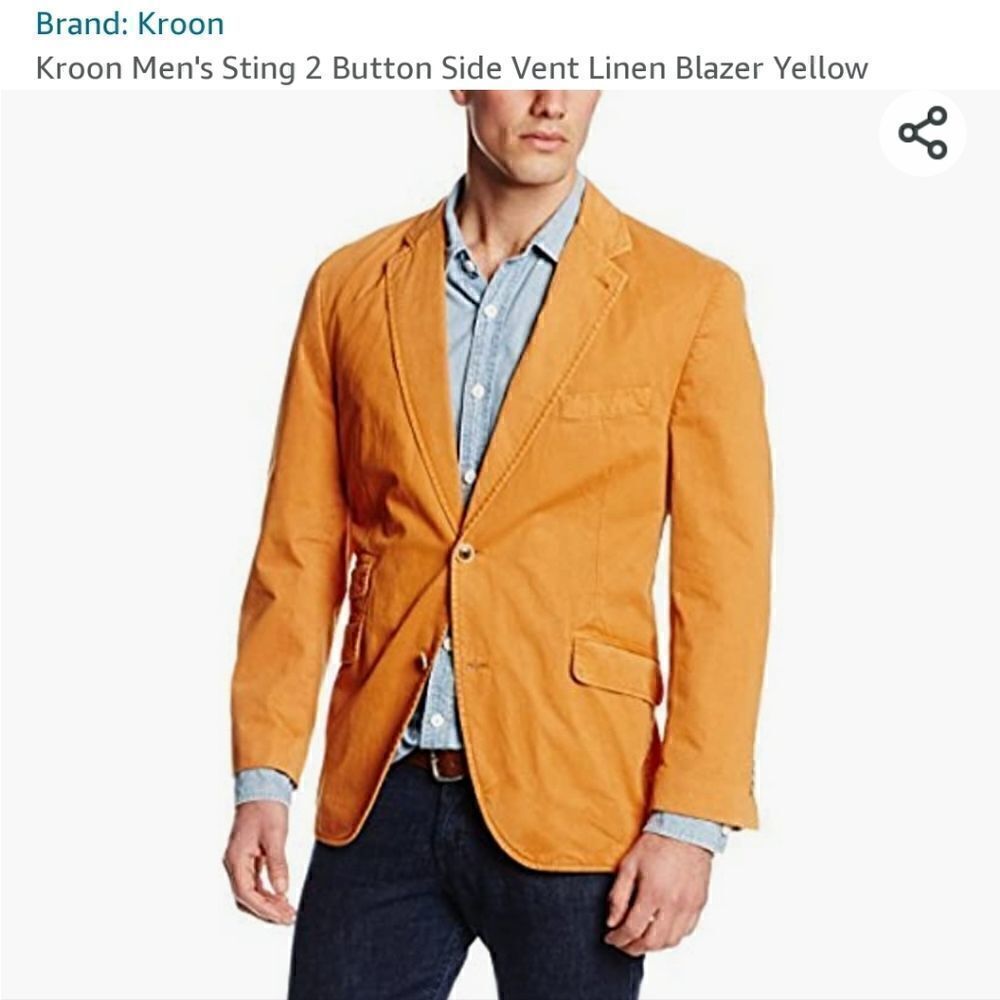 Kroon Men Kroon Men's Sting 2 Button Side Vent Linen Blazer